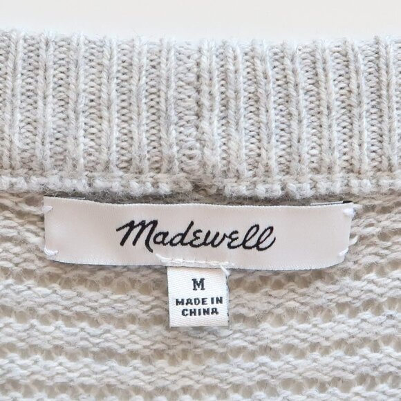 Madewell Seabank Light Grey Knit Open Front Waterfall Cardigan Sweater Medium M - Picture 12 of 13